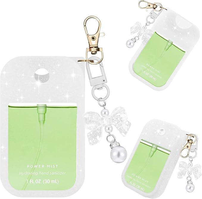 Silicone Case Compatible with Touchland Hand Sanitizer Spray Mist 1 oz with Bow Keychain