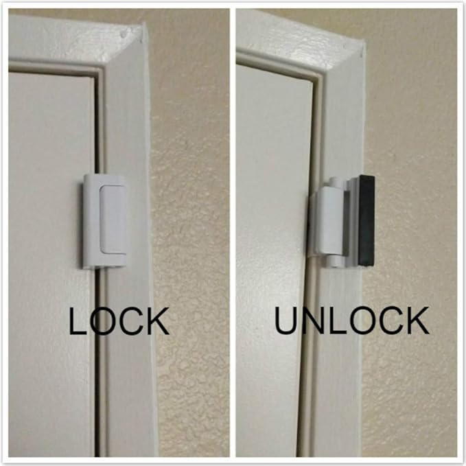 2 Pack Reinforcement Locks with 8 Screws, Childproof Night Lock Withstands 800 Lbs White