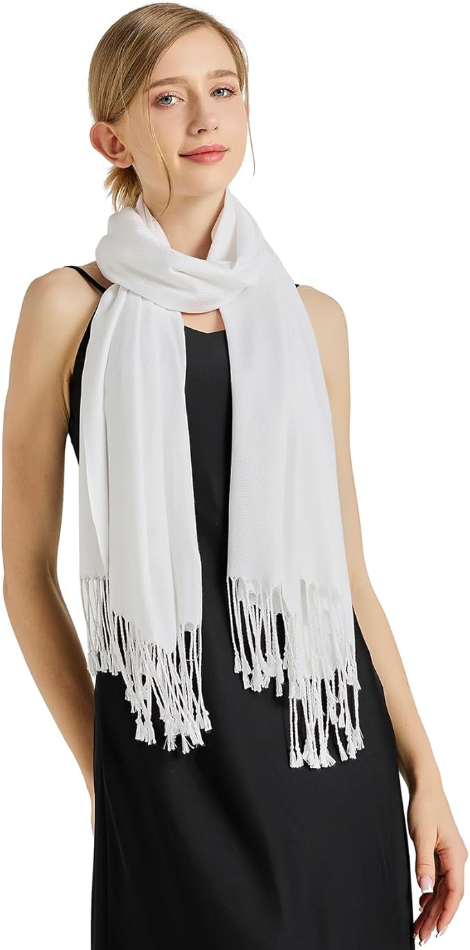Soft Silky Pashmina Shawl Wraps Solid Colors Scarf for Wedding Evening Dresses