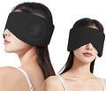 Reversible Warm & Cool Sleep Mask Wrap-Around Blackout Eye Masks for Side Sleepers Adjustable Unisex Eye Cover for Travel Office & Rest Black