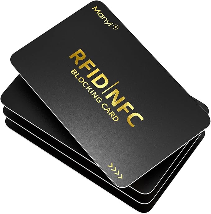 RFID Blocking Card for Wallets, Contactless NFC Credit Card ID Protection Safe Bank Cards Passport Entire Wallet Purse Shield Protector Blocker Guard Pack of 4