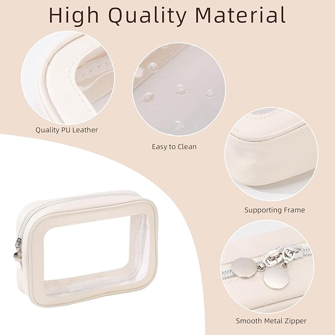 5PCS Diaper Bag Organizer Pouch Set, Clear Organizer Bags, TSA Approved Toiletry Bag, Clear Waterproof Cosmetic Bags with Zipper, Purse Organizer Pouches, Travel Organizer Bags for Woman and Kids