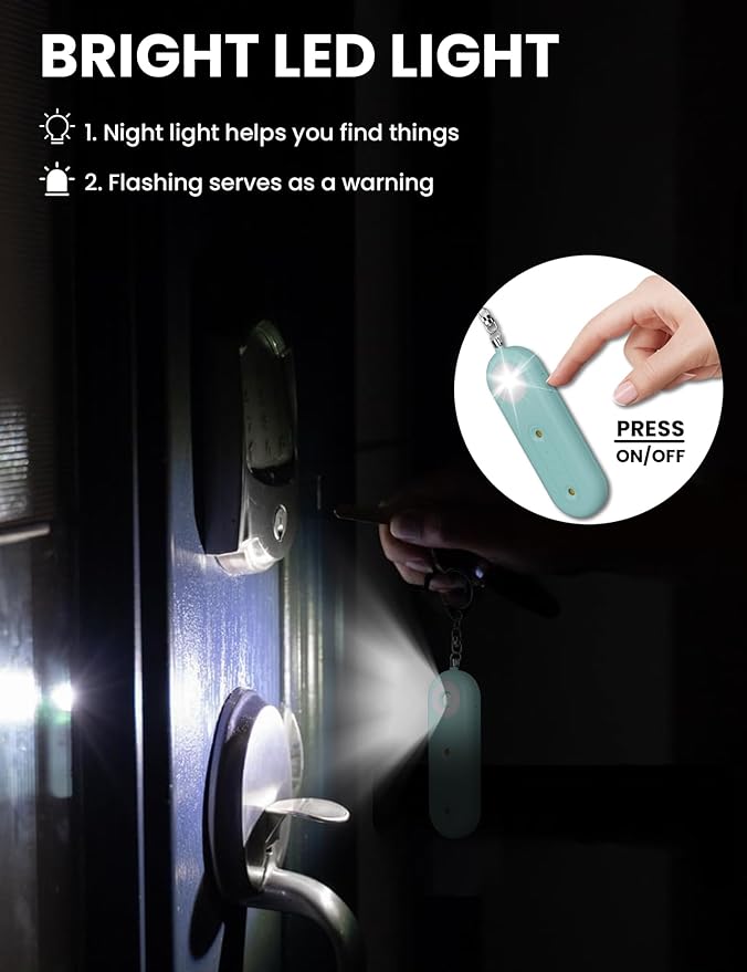 ROTOPATA Personal Safety Alarm Strobe Light for Women, 130dB Extra Loud Emergency Siren Self Defense Keychain, Rechargeable Safety Protection Keyring for Girls Elderly Traveling College, Black