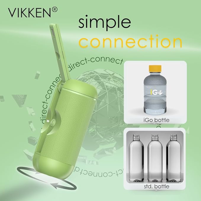 VIKKEN® Portable Travel Bidet USB-Type C Rechargeable Electric Mobile Handheld Ultra Strong Water Spray Personal Hygiene Self Care for Women & Men, iGo-X 250ml Green