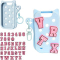 Hand Sanitizer Case with 36 Charms for Touchland, Compatible with Power Mist 1 FL Oz/30ML, Croc-Style Touchland Holder (Blue Case Alphabet Charms)