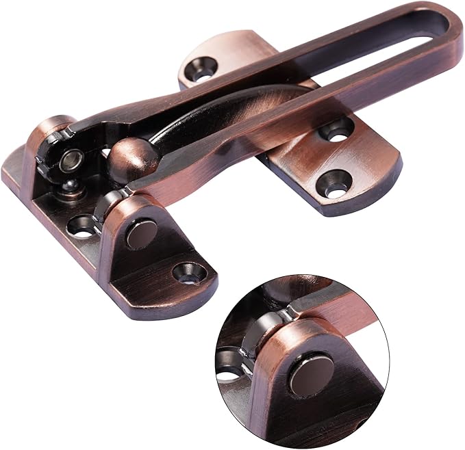 Topbuti Home Security Door Lock, 2 Pack Latch Guard Clasp Front Door Locks for Kids, Home Reinforcement Lock for Swing-in Doors, Hotel Door Latches, Thicken Solid Aluminium Alloy, Classic Bronze