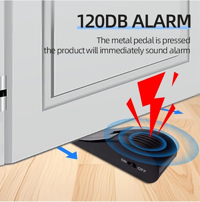Portable Door Stopper Security Alarm with 120 dB Siren, Door Stopper for Travel/Home/Apartment/Hotel