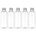Tekson Plastic Travel Bottles 3.4 oz, Travel Size Containers for Shampoo, Empty Mouthwash Bottles with Silvery Screw Cap (100ml, Clear)