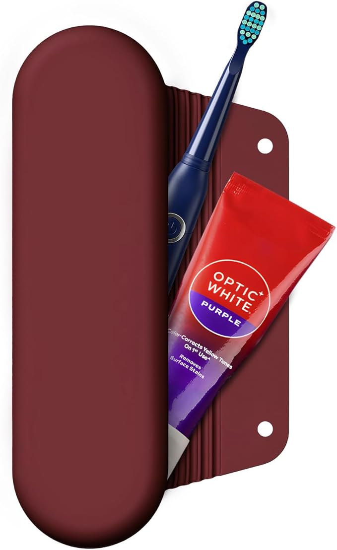 Silicone Electric Toothbrush Travel Case, Manual Toothbrush Travel Cover for Men and Women,Toothbrush Holder for Travel,Gym and More, Fits Most Manual and Electric Toothbrushes - Burgundy
