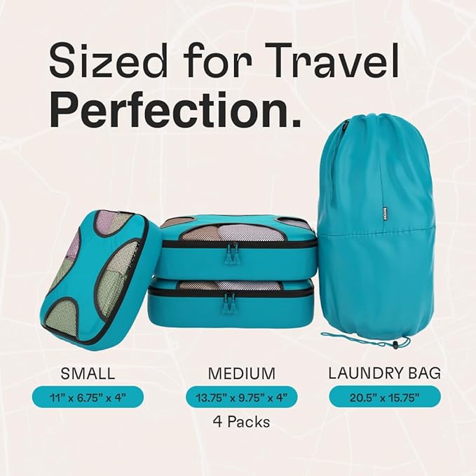 Shacke Packing Cubes for Travel 6 Set - Premium Luggage Organizer Bags - Versatile Travel Organizer for Women and Men - Optimized Packing Bags - Travel Essentials