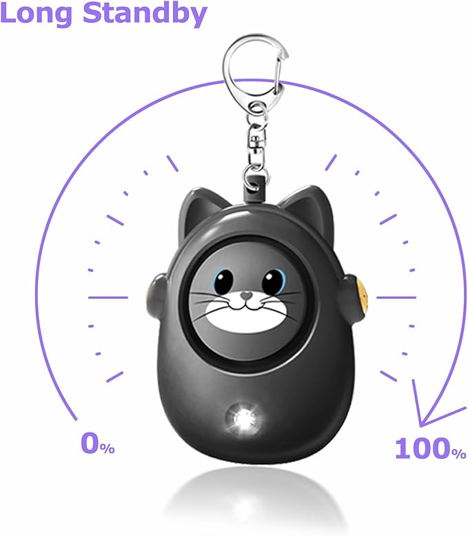 Personal Safety Alarm for Women by Women–Loud Siren, 130dB Loud Siren Keychain in a Variety of Colors, Cute Cat Design Security Device for Children, Elderly