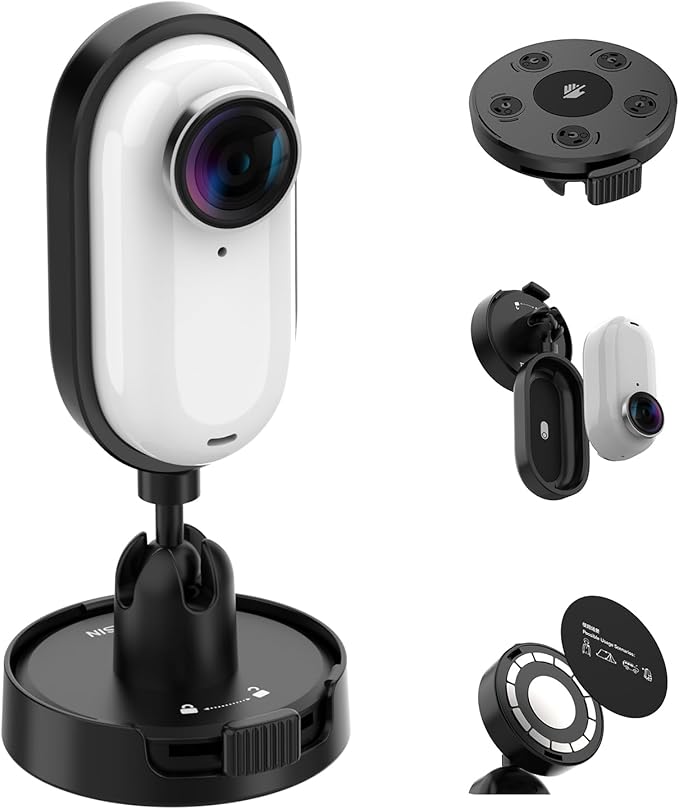 TELESIN 2 in1 Magnetic Mount for Insta 360 Go3/Go3s, Fabric Mount with 360° Rotation Ball Head, Flexible Fixed Angle, Action Camera Accessories for Insta 360 Go3/Go3s
