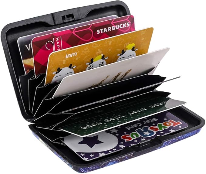 ELFISH RFID Blocking Credit Cards Holder Aluminum Wallet Metal ID Case for Men Women (see moon)