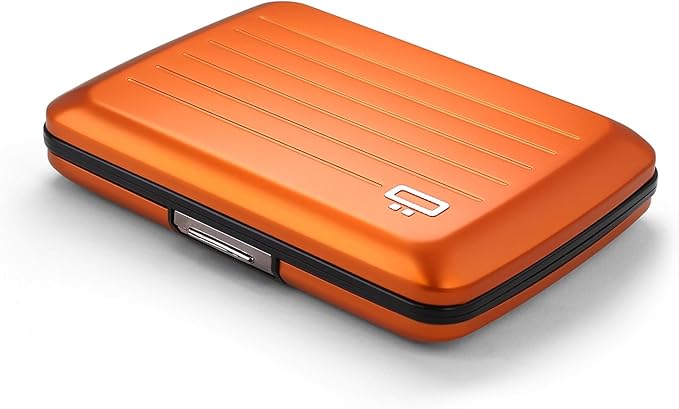 ÖGON -DESIGNS- Aluminum card holder with metal lock, RFID protection against fraud and demagnetization, compact wallet, Smart Case OSLO model