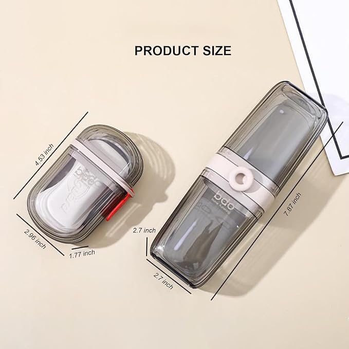 Toothbrush Travel Case & Travel Soap Holder Dish Tray Set of 2, Portable Clear Toothbrush Holders with Cover Leakproof Bar Soap Holder for Traveling School Camping Business Bathroom