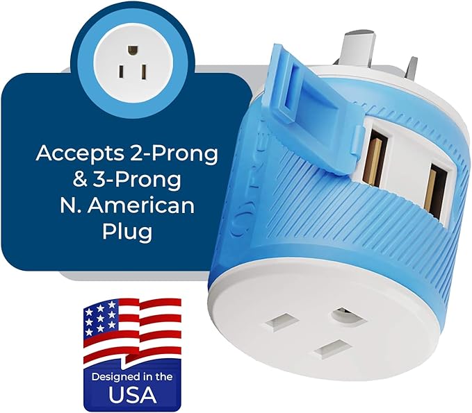 OREI Australia, New Zealand, China Travel Plug Adapter with Dual USB - Type I (U2U-16), Will Work with Cell Phones, Camera, Laptop, Tablets, iPad, iPhone and More