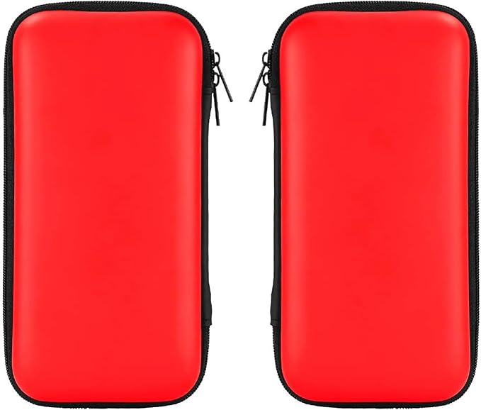 iMangoo Travel Essential Electronics Organizer Pouch Charger Case, Shockproof Dual Zipper Power Bank Cables Tech Accessories Purse, Men & Women Travel Must Have Storage Bag, 6.5x3.2x1 inch Red