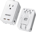 DOACE Pico Travel Adapter, 5-Port Universal Power Adapter 1 AC, 2 USB A and 2 USB C, PD 20W International Plug Adaptor Worldwide for US to European UK Italy Spain New Zealand Over 200 Countries