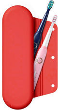 Silicone Electric Toothbrush Travel Case, Manual Toothbrush Travel Cover for Men and Women,Toothbrush Holder for Travel,Gym and More, Fits Most Manual and Electric Toothbrushes - Red