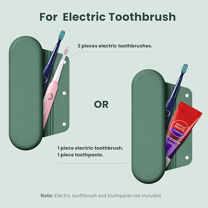 Silicone Electric Toothbrush Travel Case, Manual Toothbrush Travel Cover for Men and Women,Toothbrush for Travel,Gym and More, Fits Most Manual and Electric Toothbrushes - Midnight Green