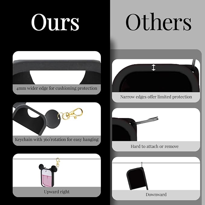 TERPINK Silicone Case Compatible with Touchland Hand Sanitizer Spray 1 fl oz, Mouse Design Protective Case with Keychain for Power Mist and Glow Mist, Hand Sanitizer Spray Accessory 1 Pack (Black)