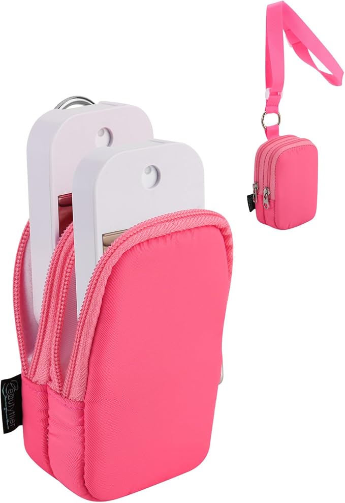 Beautyflier Double Pockets Hand Sanitizer Spray Case for Touchland Power Mist and Glow Mist 1FL OZ, Zipper Pouch for Hand Sanitizer Spray Bottle, with Extra Removable Neck Strap, Fits Travel