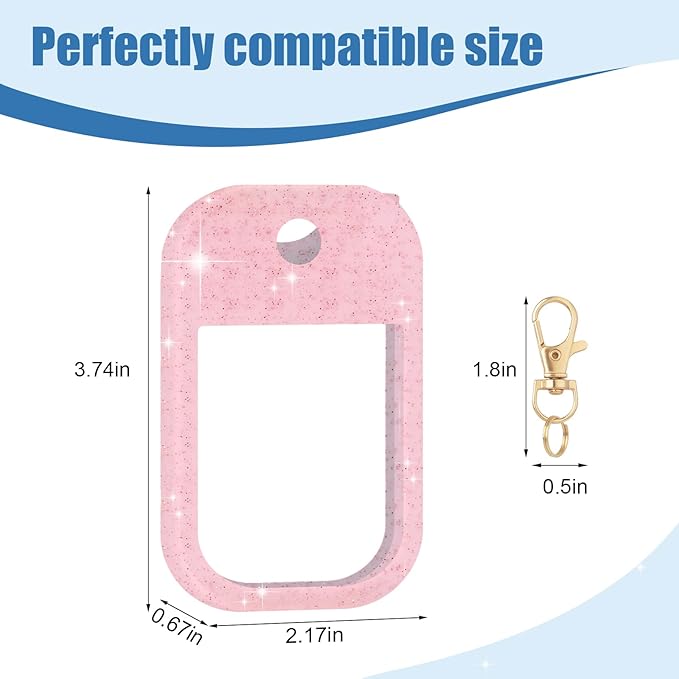 Hand Sanitizer Spray Case Compatible with Touchland, Silicone Hand Sanitizer Case Holder with Keychain for Power Mist and Glow Mist 1 fl oz,(Glitter Sequin Pink)