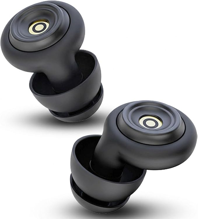 50dB Noise-Reducing Earplugs for Sleep, Focus, Travel, Work and Concerts, Washable and Reusable Silicone Ear Plugs for Hearing Protection, 5 Pairs of Ear Tips & Carrying Case(Black)