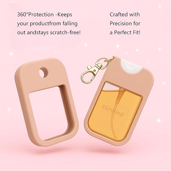 SAANG & JAT Hand Sanitizer Spray Case Compatible with Touchland, Silicone Holder Cherry Keychain for Touch Land Mist Case