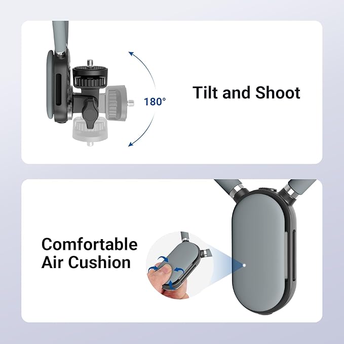 NEEWER Neck Mount Compatible with GoPro DJI Insta 360 Action Cameras, Quick Release Neck Holder with Air Cushion & Adjustable Chest Strap, Accessories Kit for POV Vlogging Video Recording, GP49