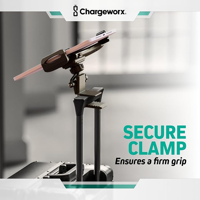 CHARGEWORX Airplane Tablet Holder for Tray Table, Universal Phone & Tablet Mount with 360° Rotation, Foldable Travel Phone Holder for Airplane, Train & Car, Compatible with iPad, Kindle & Smartphones