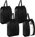 4-Pack Travel Shoe Bags for Packing in Suitcase – Hanging Buckle Shoe Storage Pouches with Zipper and Handle, Portable Bags for Gym, Sports, Cleat and Ballet (Black)