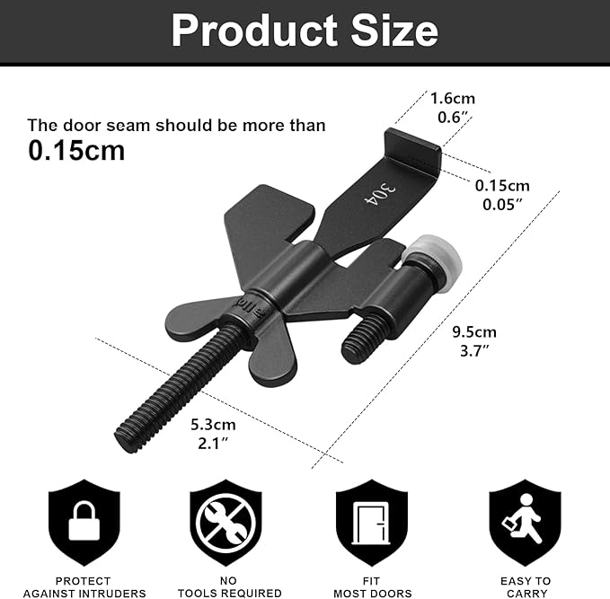Upgraded Portable Door Lock Home Security Door Locker Privacy Perfect for Traveling Hotel Home Apartment College and Travel Lockdown Locks for Additional Safety, Pack of 2, Black