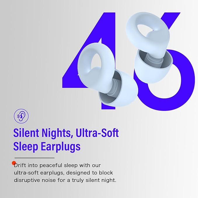 Ear Plugs for Sleeping Noise Cancelling, Reusable 35-46dB Noise Reduction Earplugs with 7 Silicone Ear Tips & Carry Case, Comfortable Hearing Protection for Sleep, Work, Study, Travel & Concerts Blue