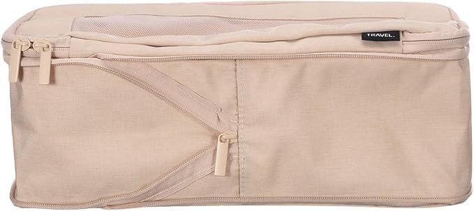 HARFINGTON Compression Packing Cube for Suitcases 34x18x13cm Lightweight Luggage Organizers Bag Travel Essentials Compression Bags for Carry on Suitcases, Beige