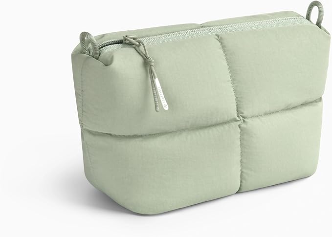Comfyable Puffy Electronics Organizer Travel Case, Cute Tech Pouch for Women Men, Cable Storage Bag for Charger, Phone, Power Bank, Cord, Compact Tech Accessories Pouch, Sage