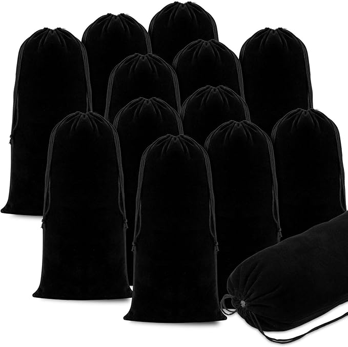 Wesiti 12 Pcs 8 x 18 Inch Shoe Bags for Travel Flannel Fabric Shoe Dust Bag with Drawstring Flannel Pouch Washable Breathable Covers Protecting Storing Boots Travel Luggage