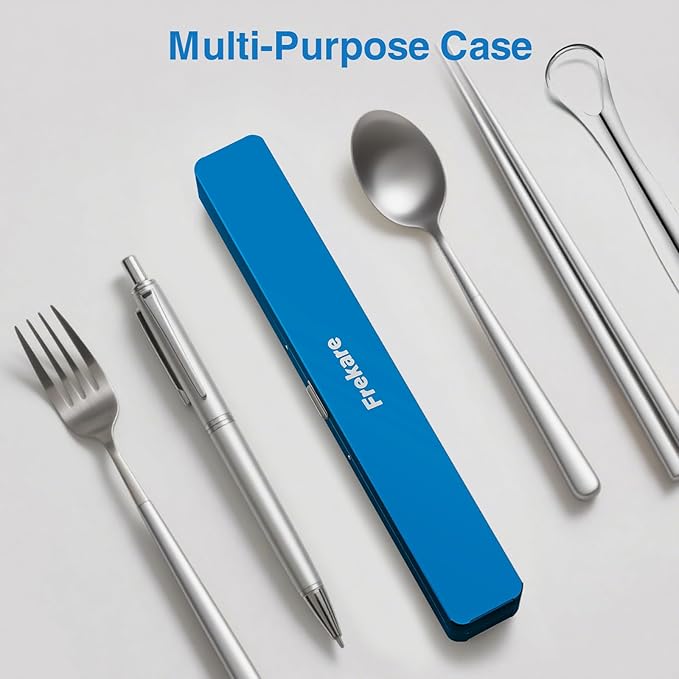 Frekare Toothbrush Travel Case Aluminum, Manual Tooth Brush Holder for Traveling, Portable Toothbrush Container for Bathroom, Camping, Business Trip, School (Blue)