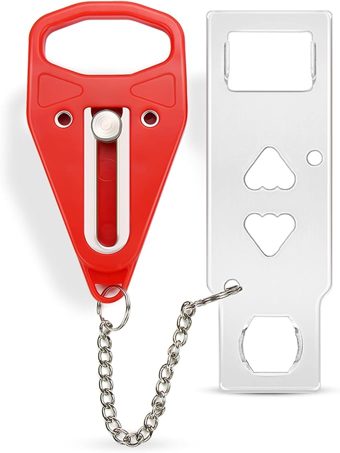 Rerishom Portable Door Lock Extra Lock for Additional Privacy and Safety in Home, Hotel, Apartment, AirBNB - Red