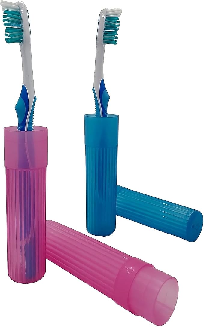 American Comb Toothbrush Holder (Blue & Pink) Made in USA, with Ventilation Holes, for Toothbrush Covers, Toothbrush Holder, Toothbrush Soft, Durable Design, Hygienic Bathroom Accessory