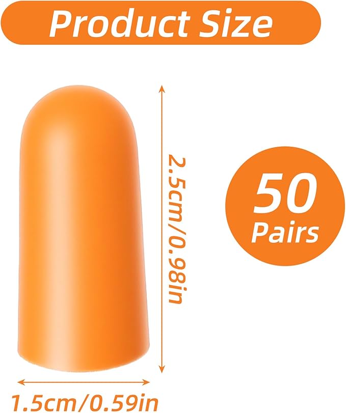 Nogeqi 50 Pair 32dB Ear Plugs Individually Wrapped, Disposable Ear Plugs for Noise Reduction Comfortable Soft Foam Ear Plug for Sleeping Work Safety Hearing Travel Concert High Decibel