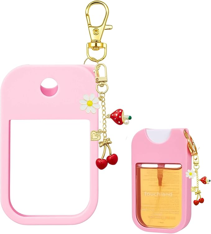 Hand Sanitizer Spray Case with Keychain, Durable Silicone Holder Compatible with Touchland Power Mist & Glow Mist (1 fl oz)