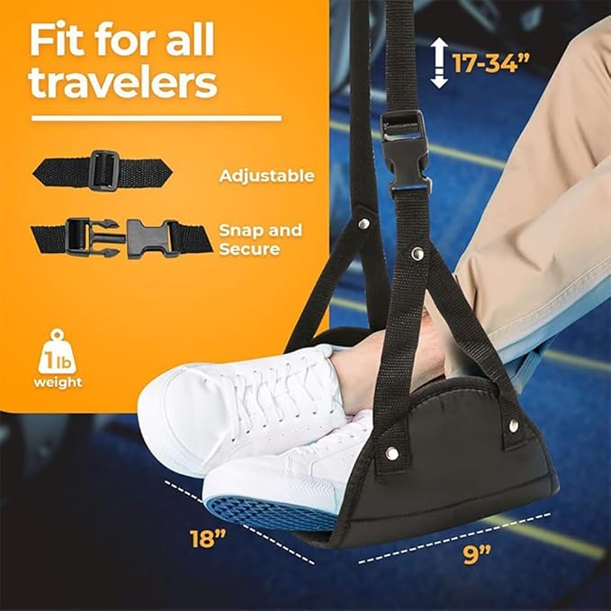 Airplane Foot Hammock Airplane Travel Footrest Hammock Comfy Foot Hanger Plane Footrest for Long Trip Desk Travel Essentials, 2Pack