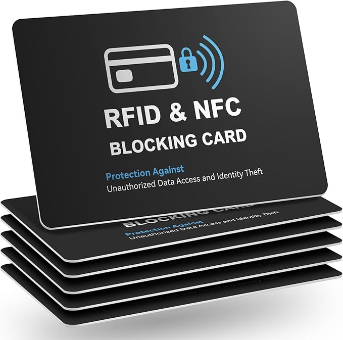 6 Pack RFID Blocking Cards, Safe Guard Card Protector for Debit Credit Card, Passport, RFID Blocker for Wallet Purse, Protection Against Unauthorized Scanning and Data Theft
