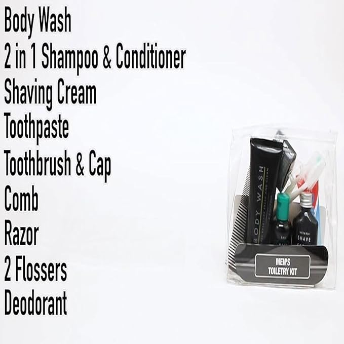 Trail maker Men’s Travel Toiletry Bag with Supplies, 13 Piece Travel Size TSA Compliant Oral Care and Grooming Essentials Kit