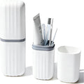 2-in-1 Travel Toothbrush Holder, Dustproof Toothbrush Travel Case with Mouthwash Cup, Portable Toothpaste Toothbrush Container for Traveling School Camping Business Trip Bathroom