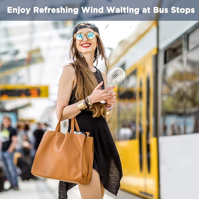 EasyAcc Personal Fans Portable Rechargeable, Washable Guard + Powerful + 180°Foldable + Professional ODM Fan + Durable, 4 Speeds Portable Cooling Fan for Travel Outdoor Office