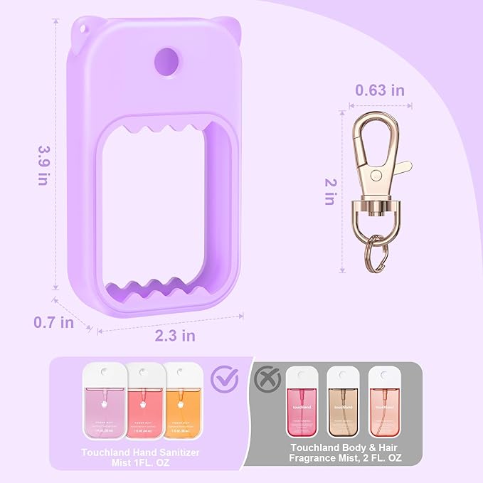 Hand Sanitizer Spray Case for Touchland Silicone Touchland Case Keychain Cute Hand Sanitizer Holder Keychain Compatible with Touch land Power Mist Gentle/Glow Mist