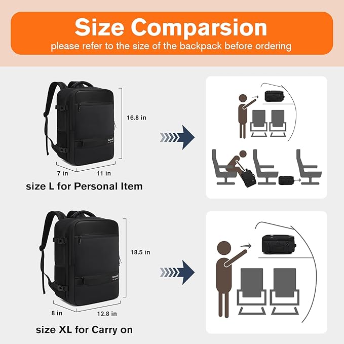 Practical Laptop Backpack, Next-Gen Bag for School Work Leisure & Travel, Luggage-Style Fashional Pack (All Black, XL (8x12.8x18.5))