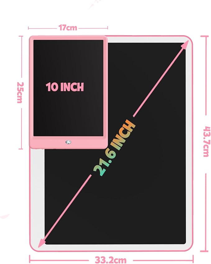TEKFUN 20inch LCD Writing Tablet with Stylus, Erasable Doodle Board Mess Free Drawing Pad for Kids, Car Trip Educational Toys Birthday Christmas Gift for 3 4 5 6 7 Girls Boys（Pink）